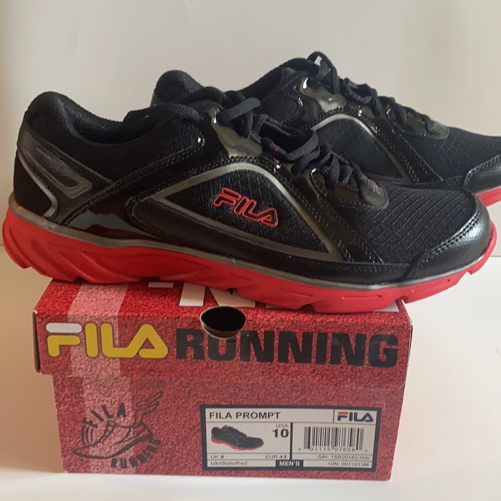 ✨BRAND NEW✨ FILA PROMPT SNEAKERS MEN'S (BLACK AND RED) - Picture 2 of 13